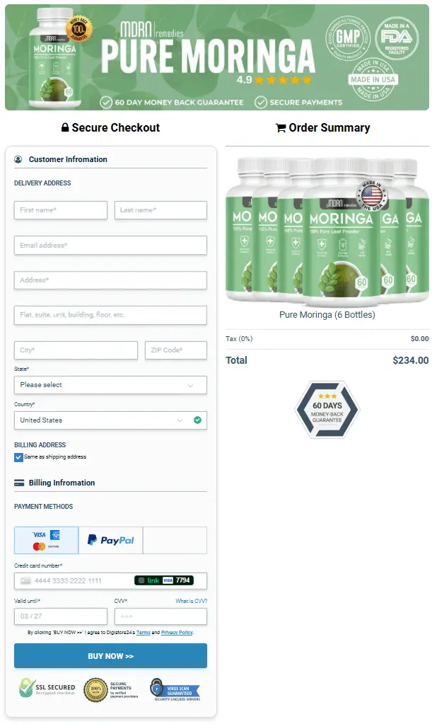 Pure Moringa - Secure Checkout